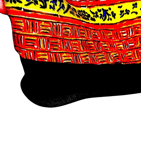 WEEKEND CLOTHESLINE Red Sleeveless Asian motif 100% Rayon EUC pockets - Picture 6 of 10